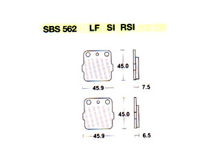 Rear brake pad</br>SBS 562HF</br>ATC HONDA 200/250/350