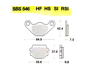 Front brake pad</br>SBS - 546SI</br> ATC KXT 250 1985-86