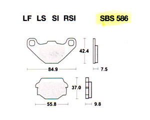 Rear brake pad</br>SBS - 586LS</br>ATC KAWASAKI KXT 250