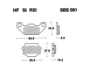 Front brake pad</br>SBS - 591 -</br>ATC KAWASAKI KXT 250 87